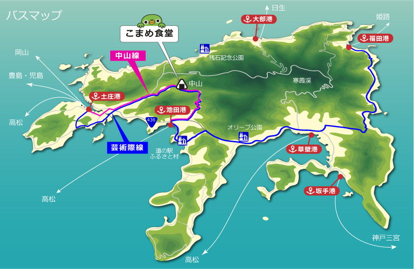 小豆島バス路線マップ